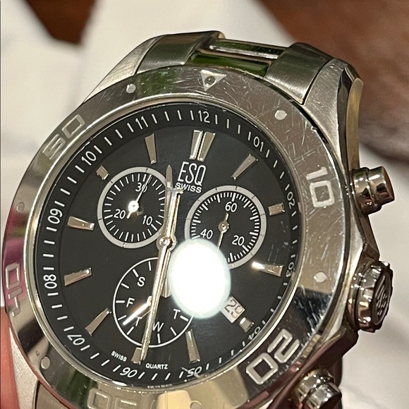 ESQ Men's Silver and Black Chronograph Watch - Picture 5 of 10
